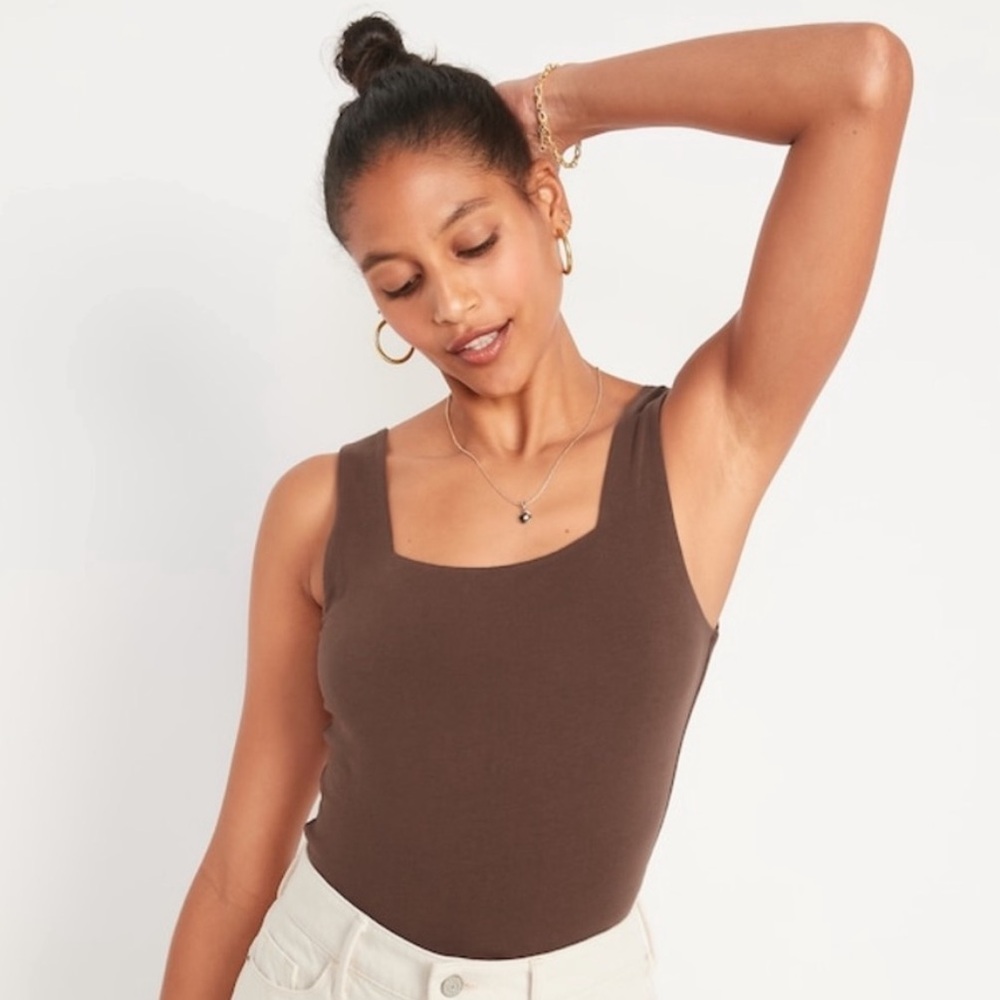 Brown Square Neck Bodysuit